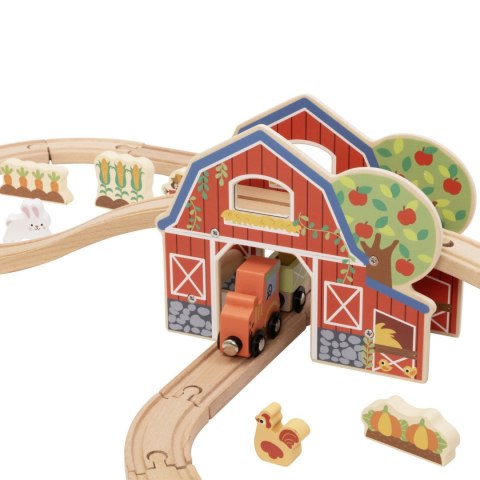 Drewniana Kolejka Farma zabawka dla dzieci Zestaw 48 el. TOOKY TOY