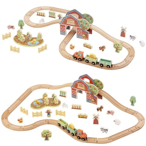 Drewniana Kolejka Farma zabawka dla dzieci Zestaw 48 el. TOOKY TOY