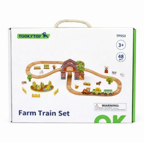 Drewniana Kolejka Farma zabawka dla dzieci Zestaw 48 el. TOOKY TOY