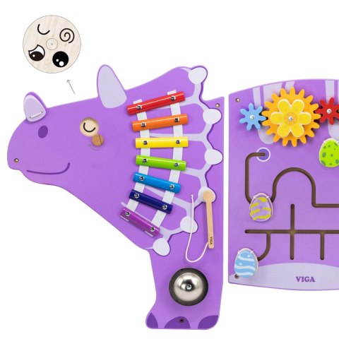 Drewniana Tablica Sensoryczna -Manipulacyjna EDUkacyjna Triceratops VIGA