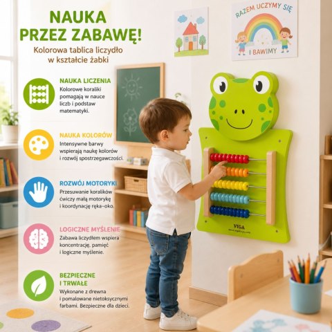 Drewniane Liczydło edukacyjne Żabka Tablica dla dzieci