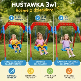 Huśtawka dla Dzieci do Ogrodu Domu Rośnie razem z Dzieckiem Woopie