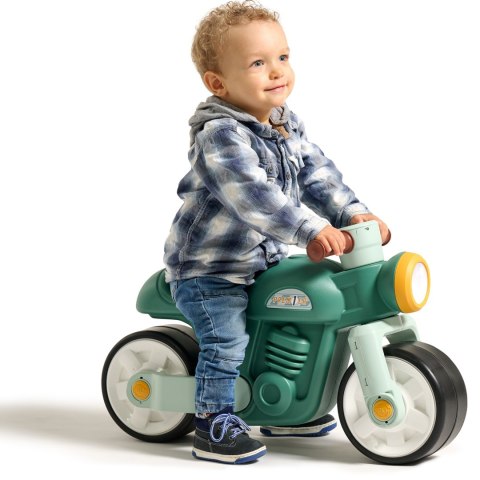 Jeździk Biegowy Ciche Koła Motor Retro Zielony 12m + Falk