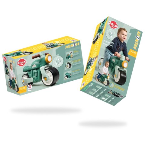 Jeździk Biegowy Ciche Koła Motor Retro Zielony 12m + Falk