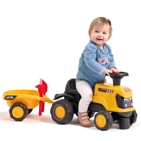 Jeździk dla dzieci biegowy Traktor JCB Fastrac z Przyczepą Łopatką i Grabkami 1-3 lat FALK