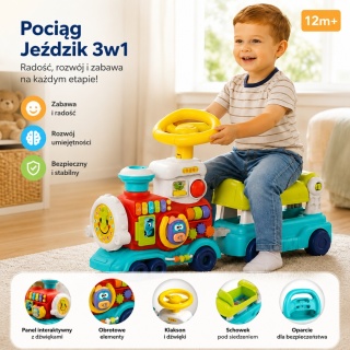 Pchacz Jeździk dla dzieci Interaktywny Pociąg na prezent WOOPIE BABY