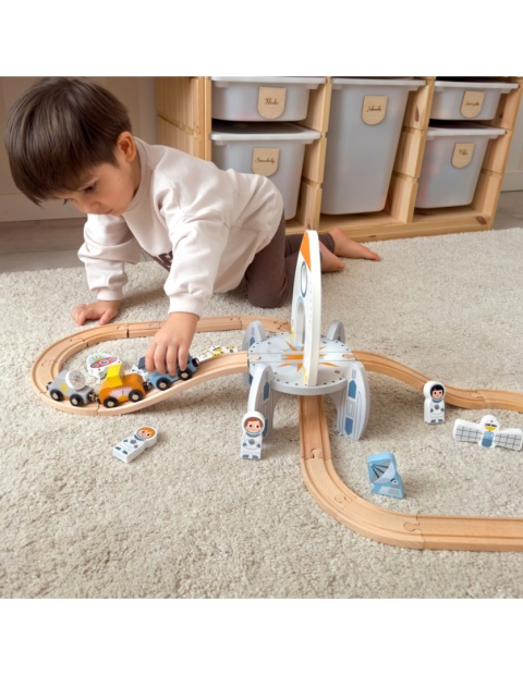 TOOKY TOY Drewniana Kolejka Kosmiczna Zestaw Tory