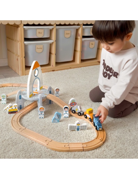 TOOKY TOY Drewniana Kolejka Kosmiczna Zestaw Tory