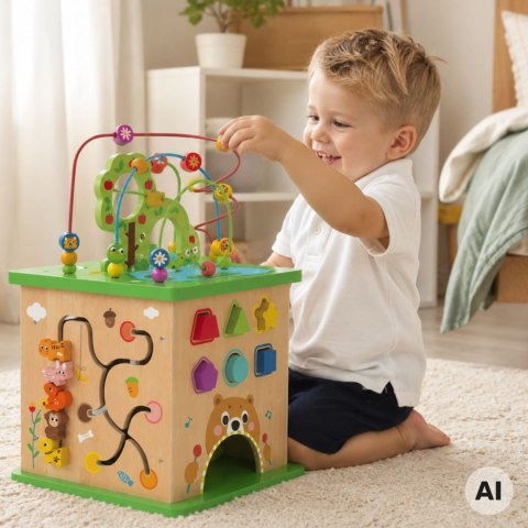 TOOKY TOY Kostka Edukacyjna Sorter Labirynt Przeplatanka Zwierzątka