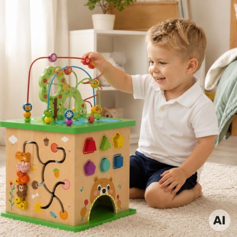TOOKY TOY Kostka Edukacyjna Sorter Labirynt Przeplatanka Zwierzątka