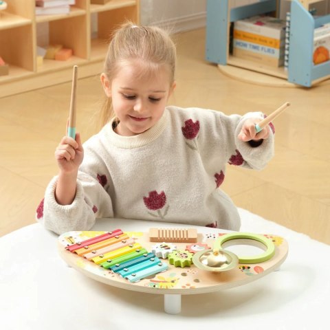 TOOKY TOY Wielofunkcyjny Instrument Centrum Muzyczne Ksylofon Zębatki Tarka Bębenek Talerz Pałeczki