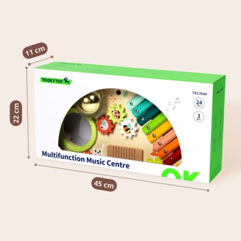 TOOKY TOY Wielofunkcyjny Instrument Centrum Muzyczne Ksylofon Zębatki Tarka Bębenek Talerz Pałeczki