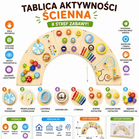 Tablica Sensoryczna Manipulacyjna Ścienna Łuk Montessori VIGA