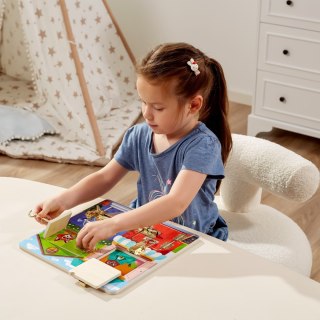 Drewniana Tablica Manipulacyjna Otwieranie Zamków i Zatrzasków Domek Montessori