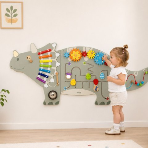 VIGA Ścienny Panel Aktywności Dinozaur Triceratops Tablica 18m+