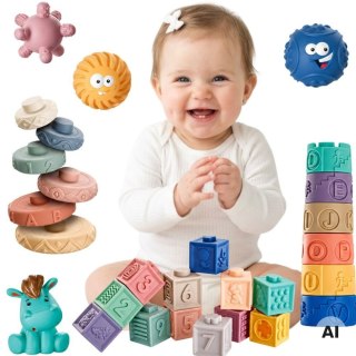 WOOPIE BABY Zestaw 27 Miękkich Klocków Sensorycznych