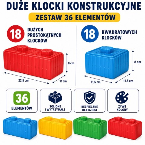 WOOPIE Klocki Konstrukcyjne XXL Zestaw z Samochodzikiem 43 el.