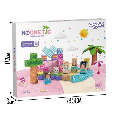 WOOPIE Klocki Magnetyczne Sześciany Magnesy 86el 3D Edukacyjne Układanka Zestaw Montessori dla Dzieci 3+