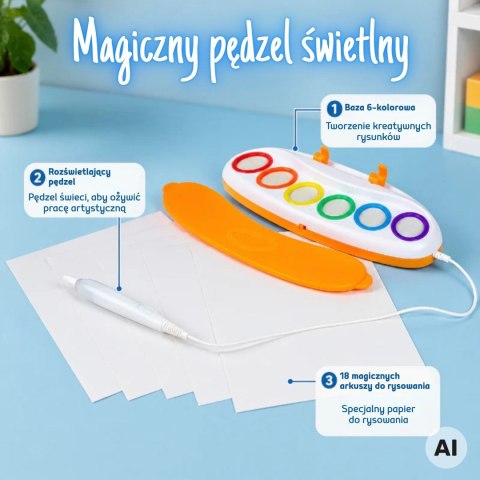 Magiczny pędzel wodny LED - zestaw do malowania światłem dla dzieci WOOPIE