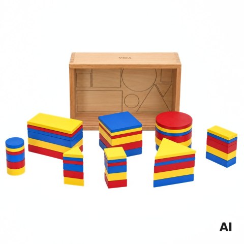 Drewniane Klocki Dienesa Figury geometryczne Viga Toys Montessori