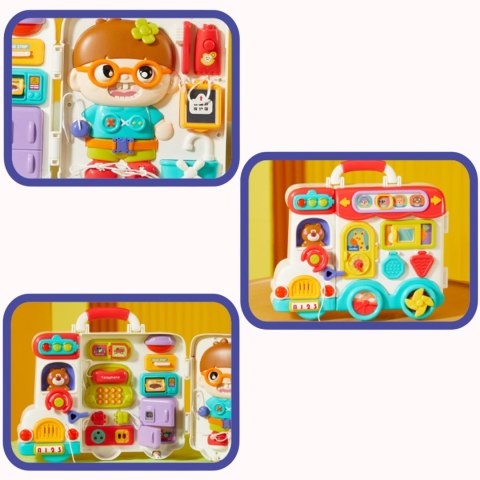 WOOPIE BABY Interaktywna Tablica Manipulacyjna Chłopiec Busy Car 3w1 Walizka Sensoryczna