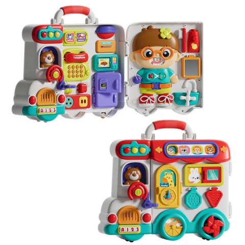 WOOPIE BABY Interaktywna Tablica Manipulacyjna Chłopiec Busy Car 3w1 Walizka Sensoryczna