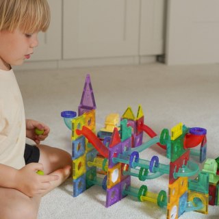 WOOPIE Klocki Magnetyczne Konstrukcyjne 3D Zestaw Edukacyjny Tor Kulkowy 170el.