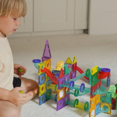 WOOPIE Klocki Magnetyczne Konstrukcyjne 3D Zestaw Edukacyjny Tor Kulkowy 170el.