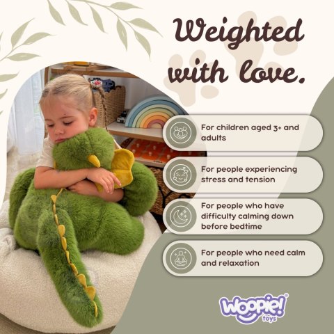 WOOPIE Pluszak Obciążeniowy Dinozaur Antystresowy Sensoryczny Ciężkomiś Przytulanka 65cm 1500g