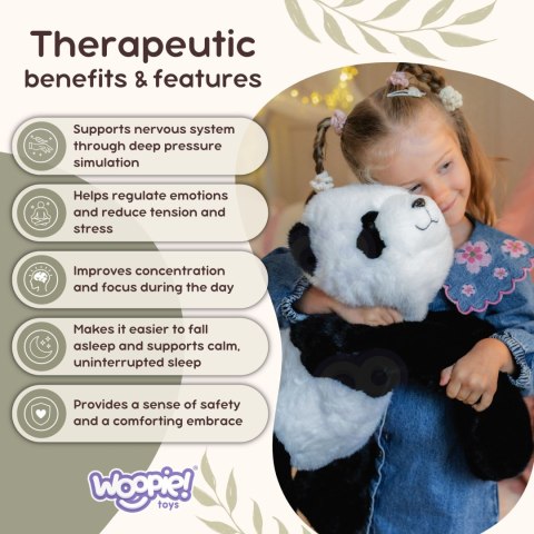 WOOPIE Pluszak Obciążeniowy Panda Antystresowy Sensoryczny Ciężkomiś Przytulanka 65cm 1500g