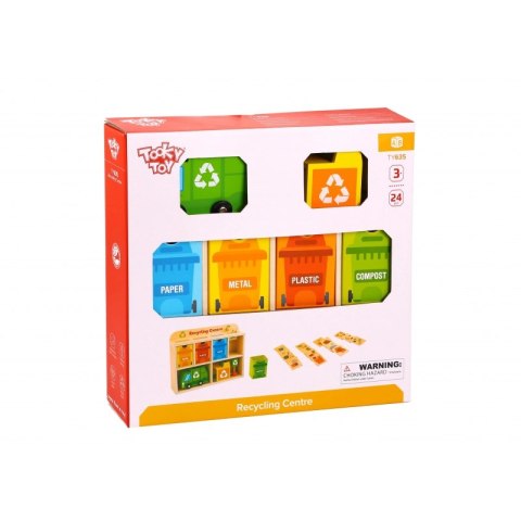 TOOKY TOY Drewniane Centrum Recyklingu Edukacyjny Sorter Tooky Toy