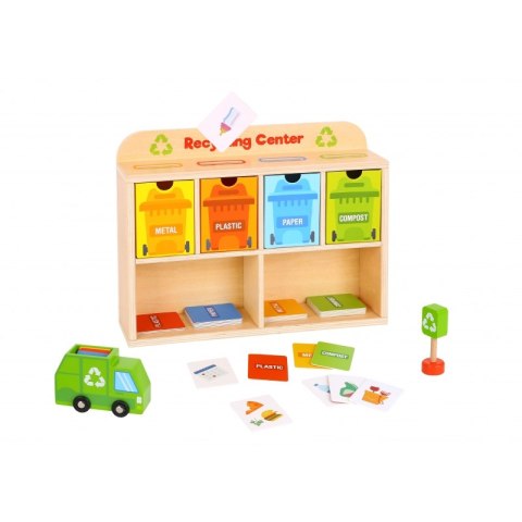 TOOKY TOY Drewniane Centrum Recyklingu Edukacyjny Sorter Tooky Toy